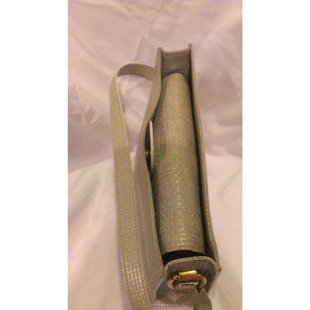 ESCADA Pearlized Light Olive Green & Silver Pearl Woven Leather Handbag - Picture 7 of 11